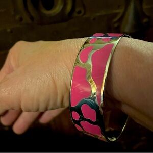 Silver and Pink Bangle Bracelet